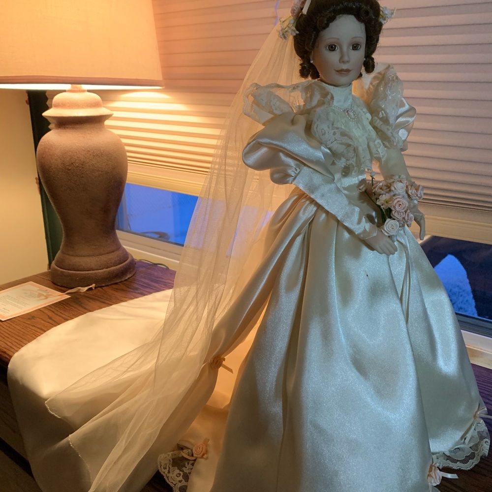 One of a kind hand made porcelain doll “Elizabeth’s wedding dress 1990-1995”